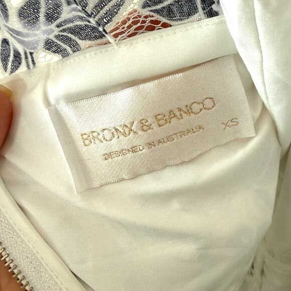 Bronx and Banco Santorini Maxi High Low Dress White Blue Extra Small 2 Women’s - Picture 5 of 11